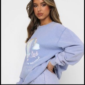 White Fox Boutique Sweater Oversized Make a Wish Love Club Sky Blue S/M